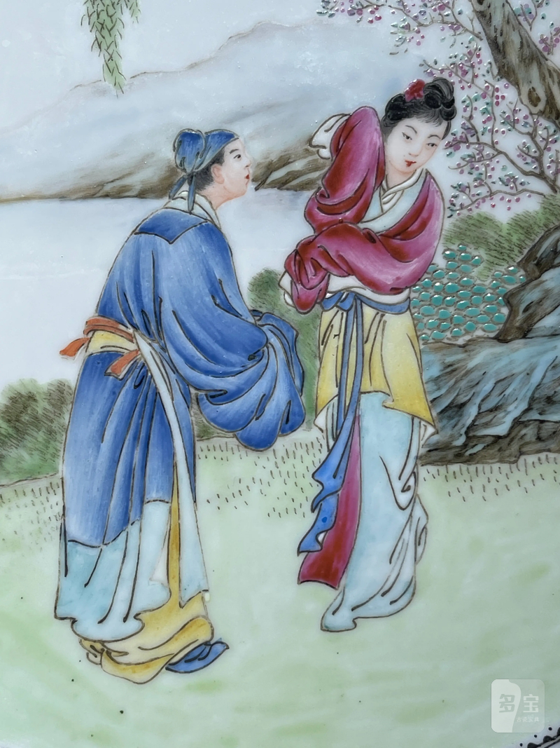 民国 王逸萍画粉彩人物纹盘 - 图3